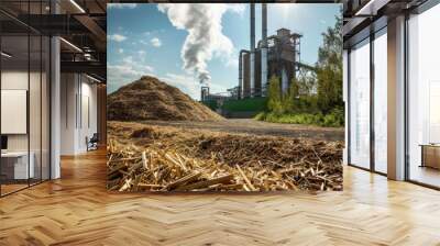 Biomass Energy Resources: Renewal Strategies and Carbon Emission Reduction Wall mural