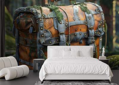 Heavy-Duty Bronze Gear Bag with Reinforced Corners: Ultimate Protection for Outdoor Equipment Wall mural