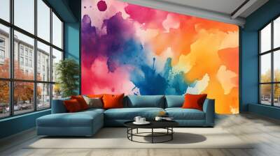 Watercolor Cheerful Wall with Vivid Abstract Blobs: A Splash of Playful Colors Wall mural