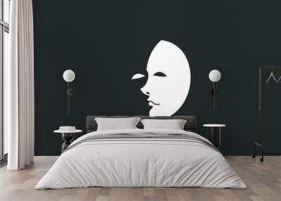 The black and white two face illustration logo is a color taken to depict 2 personalities Wall mural