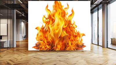 Bright and dynamic fire flames isolated on white background PNG, AI GENERATED Wall mural