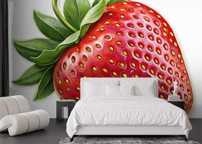 Vintage red strawberry sticker png . AI GENERATED Wall mural