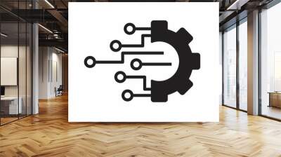 Digital technology gear flat icon concept isolated on white background Wall mural