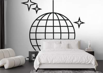 Disco ball line icon Wall mural