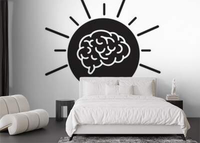 Light Brain Icon. Flat Isolated Idea Silhouette Wall mural