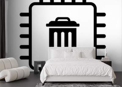 computer cpu icon vector. computer cpu with trash icon. outline style icon vector concept Wall mural