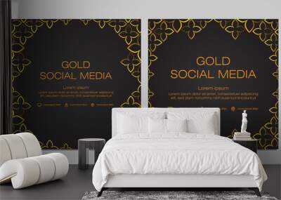 gold floral social media post template Wall mural