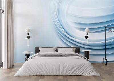 Abstract blue waves design, smooth lines flowing, creating a tranquil atmosphere, perfect for backgrounds and digital presentations. Wall mural