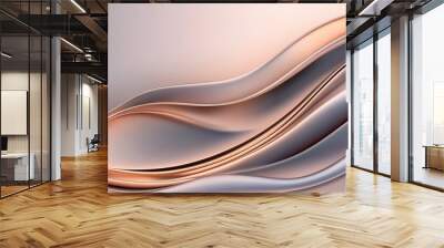 Abstract waves in soft pastel colors create a soothing visual effect on a smooth background. Wall mural