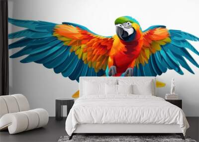 Animated clipart of a parrot flapping its wings adding vibrant color to an educational presentation about exotic pets Wall mural