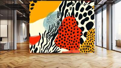 Geometric safari abstract animal print patterns wild and vibrant Wall mural