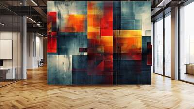 Sophisticated squares and lines pattern for a profession 2 Wall mural