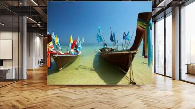 two thai wooden boat in thailand Wall mural