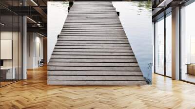 Wooden pier on the lake. Wall mural