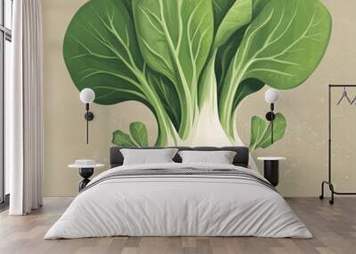 A cartoon bok choy with a joyful smile Wall mural