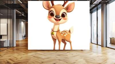 A happy little deer with a tiny bell and a cheerful smile Wall mural