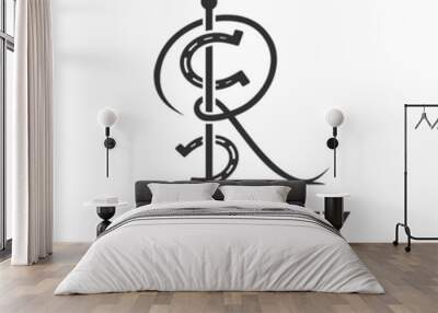 initials R horseshoe logo Wall mural