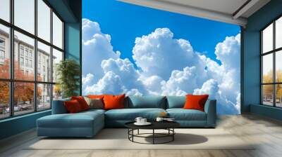 Blue Sky with Fluffy White Clouds Wall mural