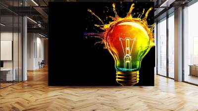 Colorful Lightbulb Splash, idea, innovation, creativity, inspiration, bright Wall mural