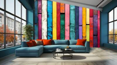 Colorful Wooden Plank Background Texture Wall mural