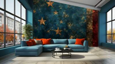 Grunge Flag Background with Stars and Stripes Wall mural