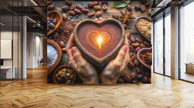 Heart opening cacao ceremony with shamanic energy healing, cacao, ceremony, ritual, healing, shamanism, spirituality Wall mural