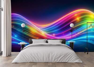 Neon wave abstract background with vibrant colors and dynamic movements, neon, wave, abstract, background, vibrant, colors Wall mural