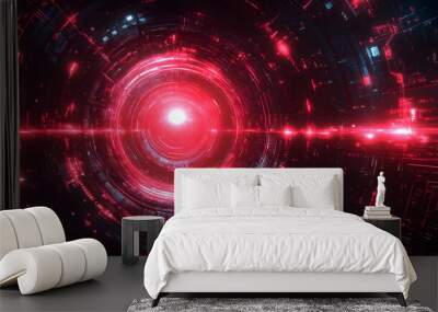 Red and Blue Abstract Digital Tunnel Background Wall mural