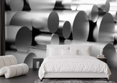 Stack of Stainless steel rods Wall mural