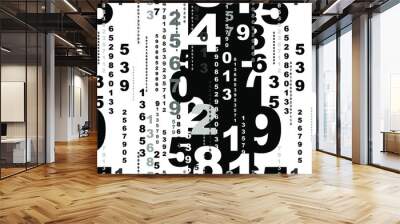 black and white background with numbers	 Wall mural