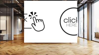 click here sign on white background	 Wall mural