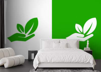 reducing CO2 emissions to stop climate change. green energy background	 Wall mural