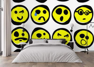 set of funny emoticons Wall mural