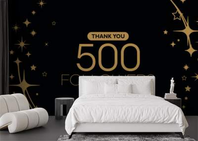 Thank you 500 followers card on white background Wall mural