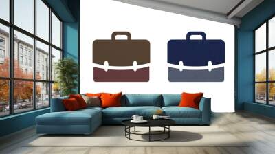 suitcase icon symbol brown and blue Wall mural