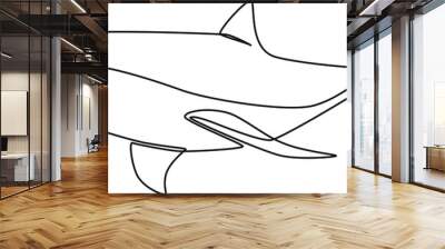 Continuous one line drawing Shark on white. international ocean day. Single line draw design vector graphic illustration. Wall mural