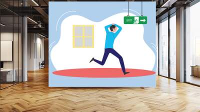 Earthquake safety concept. Colored flat vector illustration isolated. Wall mural