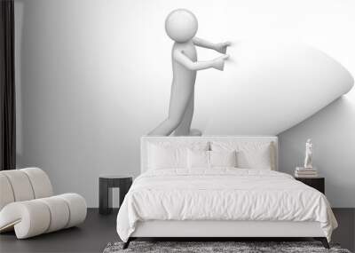 3d human turns page (3d isolated characters series) Wall mural