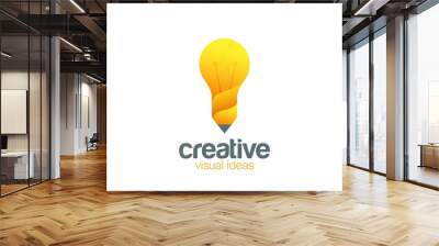 Lamp & Pencil Logo Creative idea Bright symbol vector Wall mural