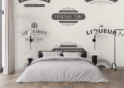 Liquore Retro Vintage Labels Hipster Logo design vector Wall mural