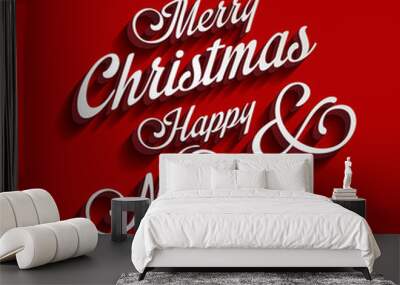 Merry Christmas and Happy New Year type calligraphic typography Wall mural