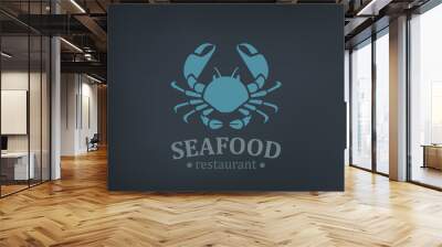 seafood restaurant logo vector design. crab logotype Wall mural