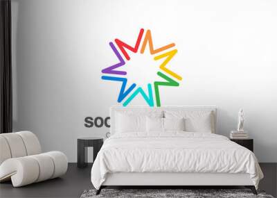 Social network Logo design vector template. Seven point star logotype Wall mural