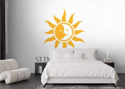 sun logo design vector. day night sun moon logotype Wall mural