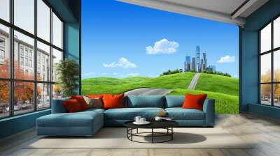 very detailed 7000px city on horizon Wall mural