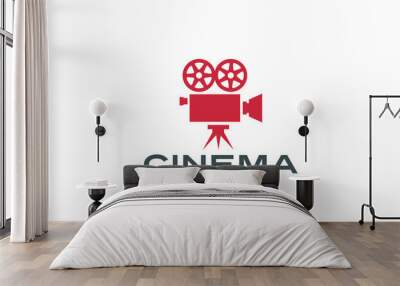 vintage camera logo design vector. retro cinema logotype Wall mural