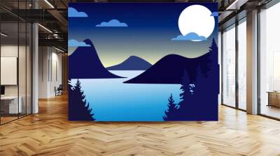 Lago notte Wall mural