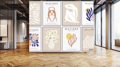 Contains Abstract Art Set in Matisse style, Decorative Modern Art, Vector illustration poster. Collection for trendy floral decoration. Wall mural