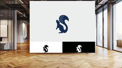 silhouette illustration of squirrel for icon or logo Wall mural