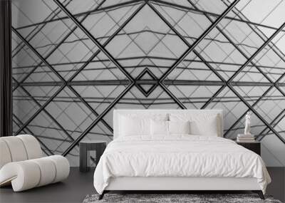 architecture of geometry at glass window - monochrome Wall mural